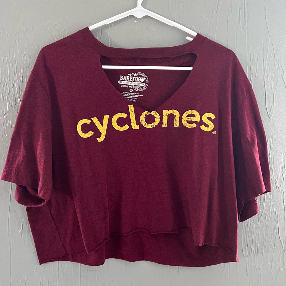 Maroon Iowa State Cyclones crop top T-shirt  size extra large
